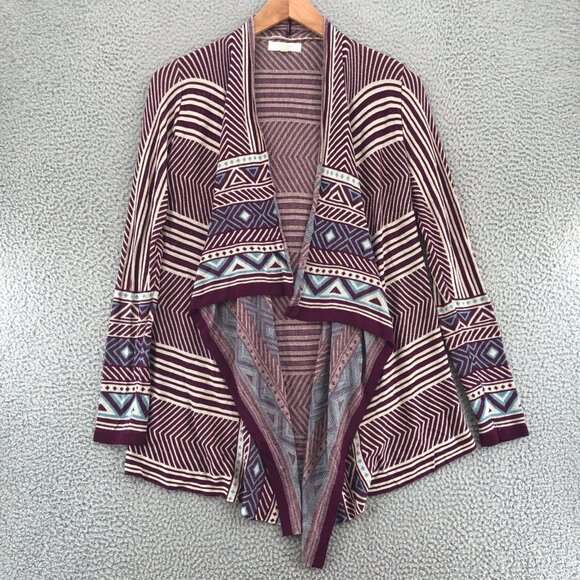 UMGEE Sweater Womens Small Purple Striped Open Cardigan Knit Stretch Everyday - Picture 1 of 9